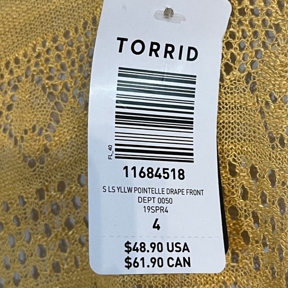 Torrid Knit Sweater 4X Yellow Coastal Neutral Preppy Boho Western Classic Chic - Picture 7 of 12